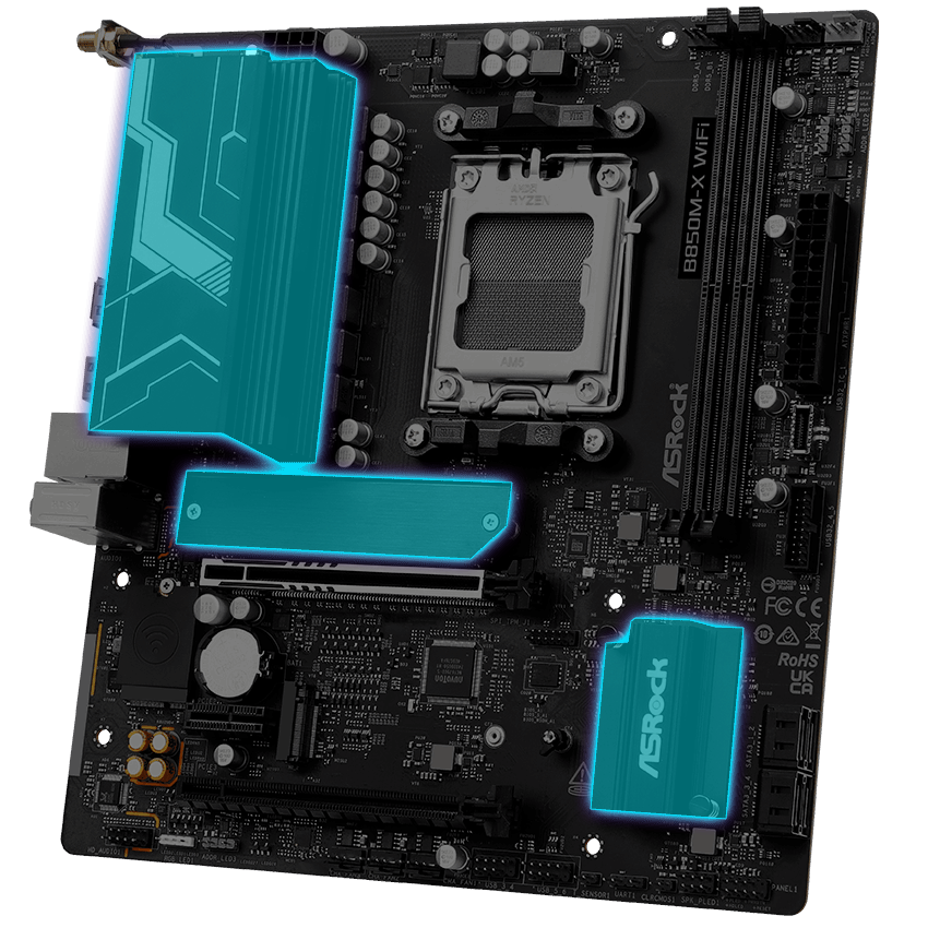 ASRock B850M-X WiFi R2.0 AM5 AMD B850 SATA 6Gb/s USB 3.2